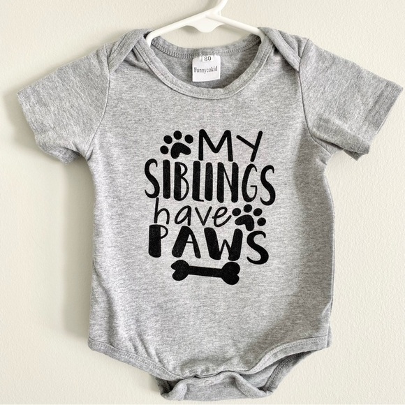Gray Siblings Dog-Themed Baby Onesie - Picture 1 of 3